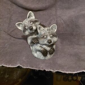 Adorable Gray Raccoon Duo Figurine